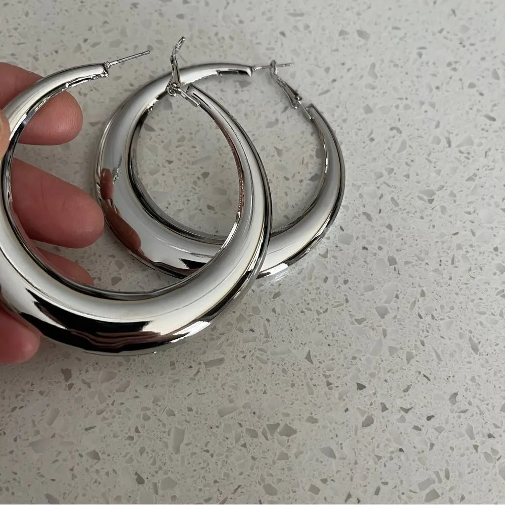 Minimalist‎ silver color Hoop Earrings